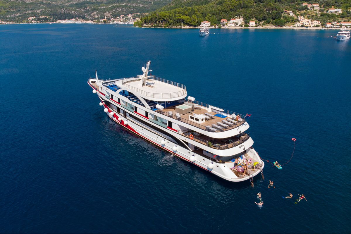 Exterior view of Antaris, a Gulet Luxury Motor Yacht yacht at Split, Croatia