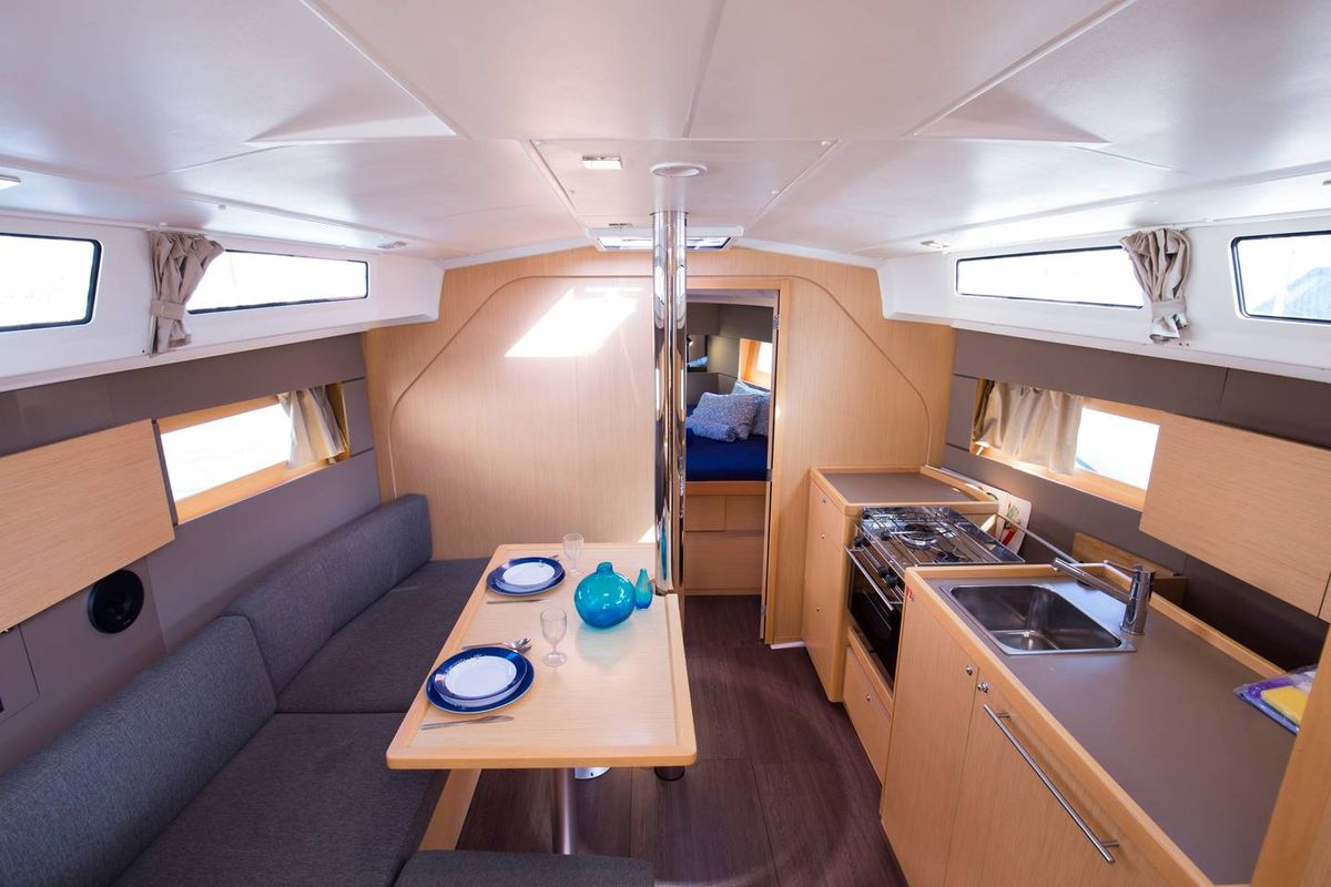 Salon of VITA, a Beneteau Oceanis 38.1 sailboat at Barcelona, Spain