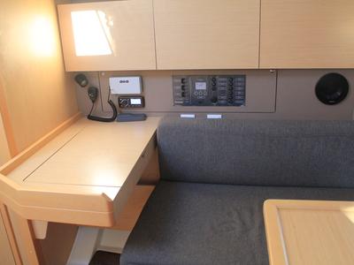 Salon of VITA, a Beneteau Oceanis 38.1 sailboat at Barcelona, Spain