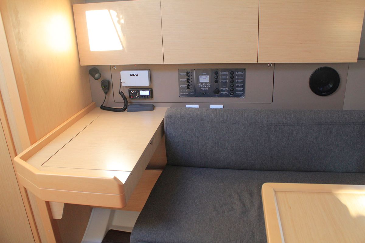 Salon of VITA, a Beneteau Oceanis 38.1 sailboat at Barcelona, Spain