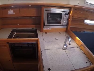 Galley of Evi, a Bavaria 34 sailboat at Municipal Unit of Lefkada, Greece