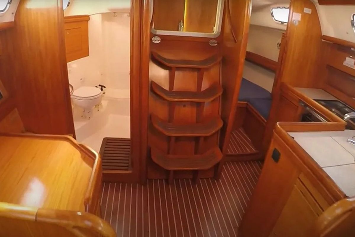 Salon of Evi, a Bavaria 34 sailboat at Municipal Unit of Lefkada, Greece