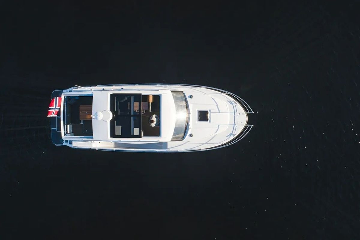 Exterior view of Timeless, a Viknes Skilso 35 Panorama motorboat at Općina Sukošan, Croatia