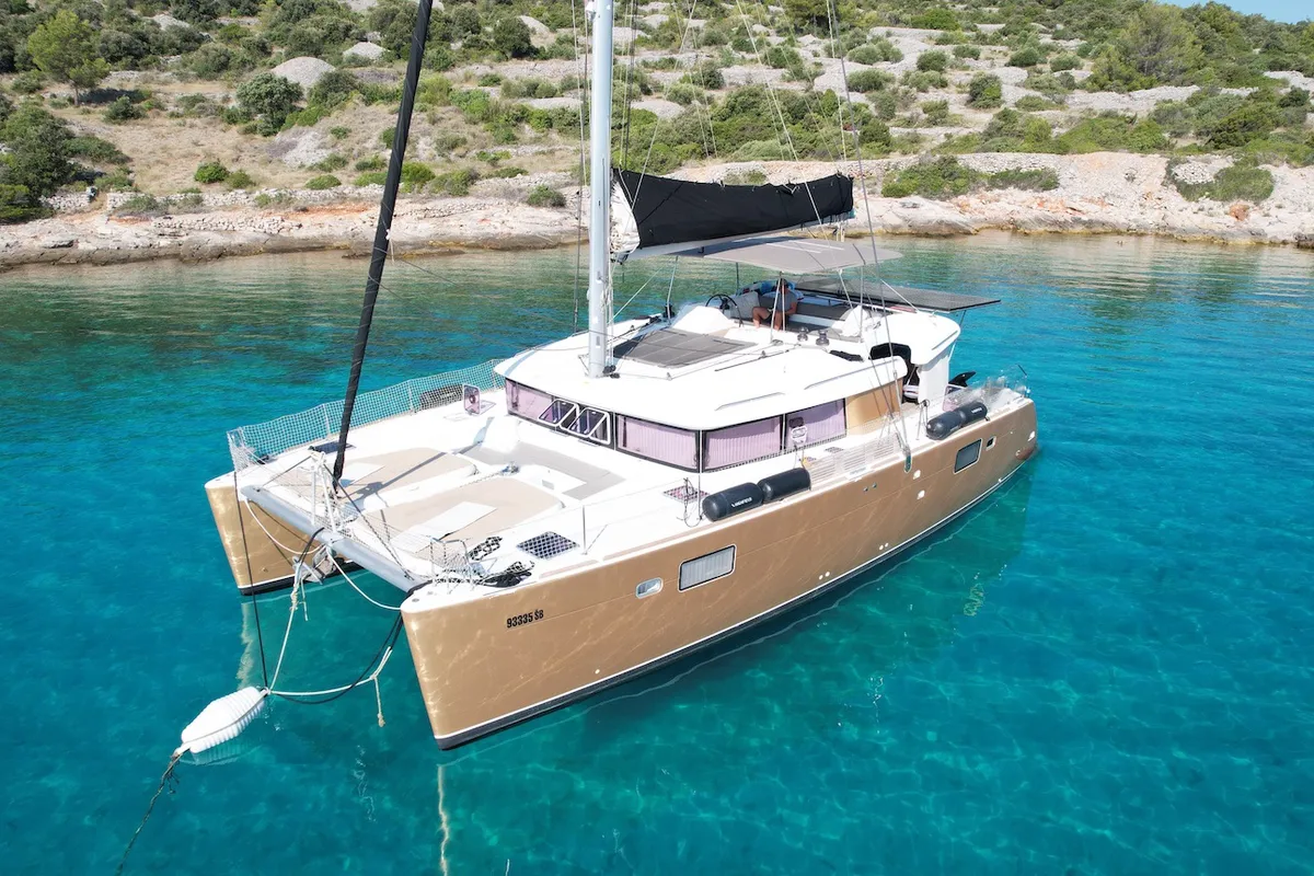 Black Duck, a Lagoon Lagoon 450 Fly catamaran at Pirovac, Croatia