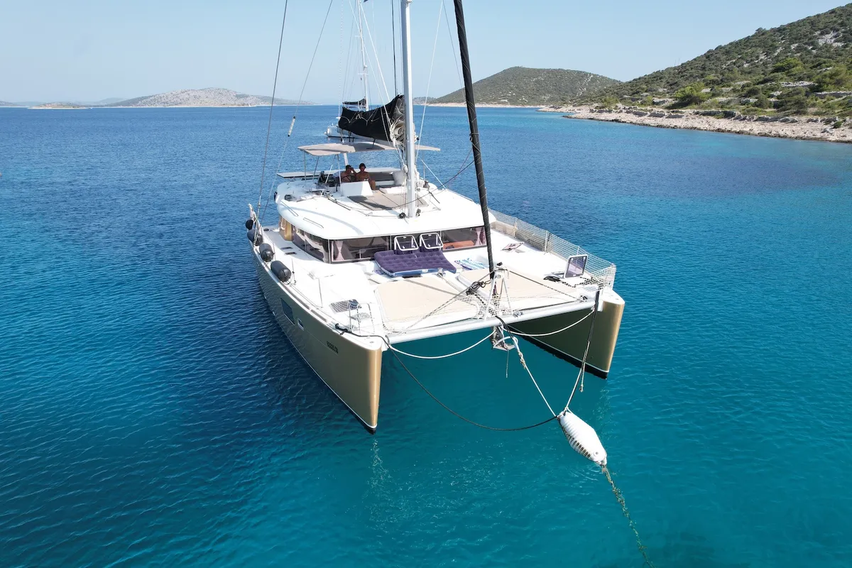 Black Duck, a Lagoon Lagoon 450 Fly catamaran at Pirovac, Croatia
