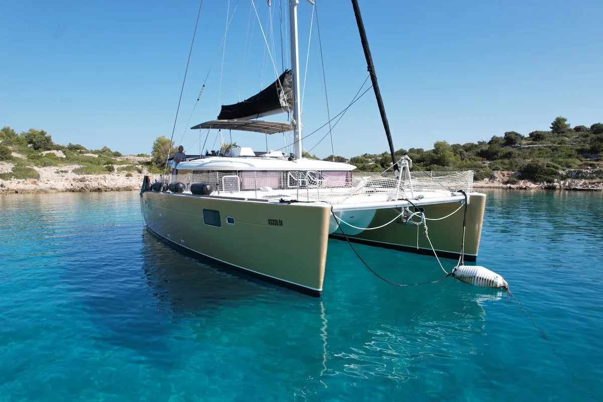 Black Duck, a Lagoon Lagoon 450 Fly catamaran at Pirovac, Croatia