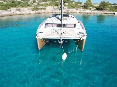 Black Duck, a Lagoon Lagoon 450 Fly catamaran at Pirovac, Croatia