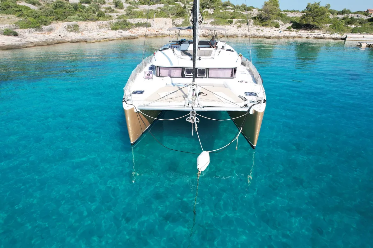 Black Duck, a Lagoon Lagoon 450 Fly catamaran at Pirovac, Croatia
