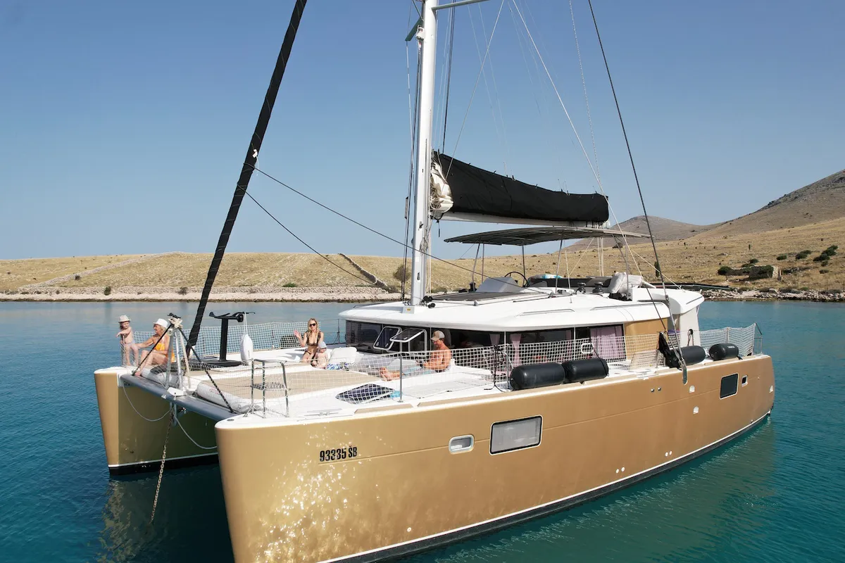 Black Duck, a Lagoon Lagoon 450 Fly catamaran at Pirovac, Croatia