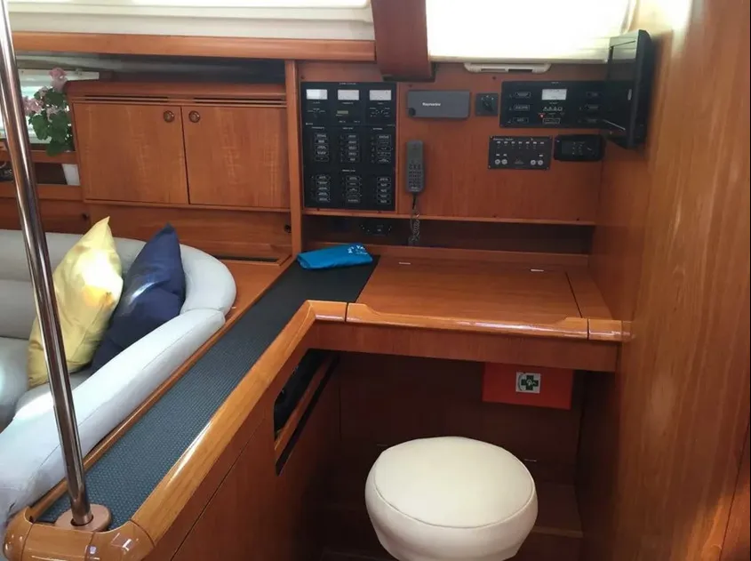 Salon of Joy, a Jeanneau Sun Odyssey 49 sailboat at Gouvia, Greece
