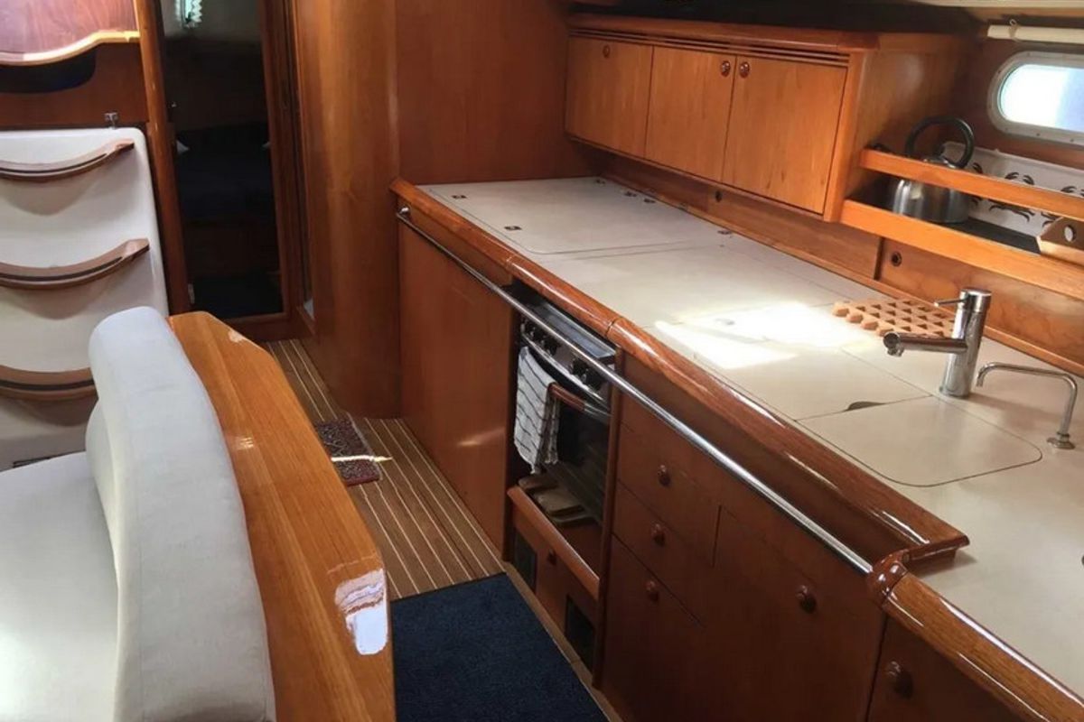 Galley of Joy, a Jeanneau Sun Odyssey 49 sailboat at Gouvia, Greece