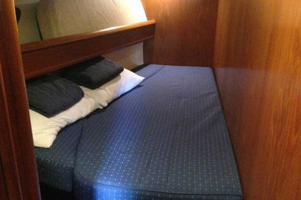 Cabin on Joy, a Jeanneau Sun Odyssey 49 sailboat at Gouvia, Greece