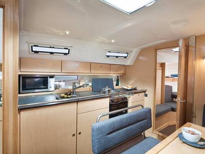 Galley of Star Fabian, a Bavaria 40 Cruiser sailboat at Primošten, Croatia