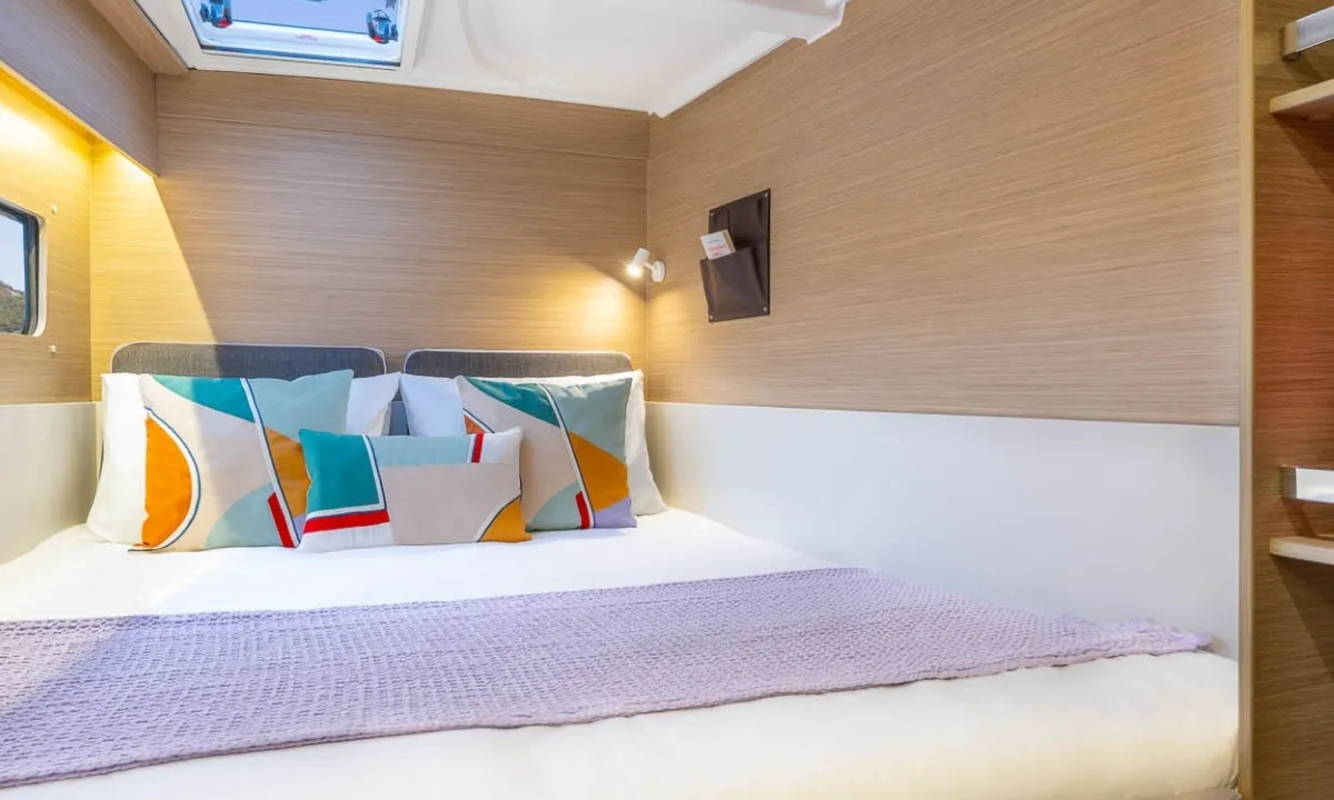 Cabin on SARON, a Lagoon 38 catamaran at Municipal Unit of Nea Peramos, Greece