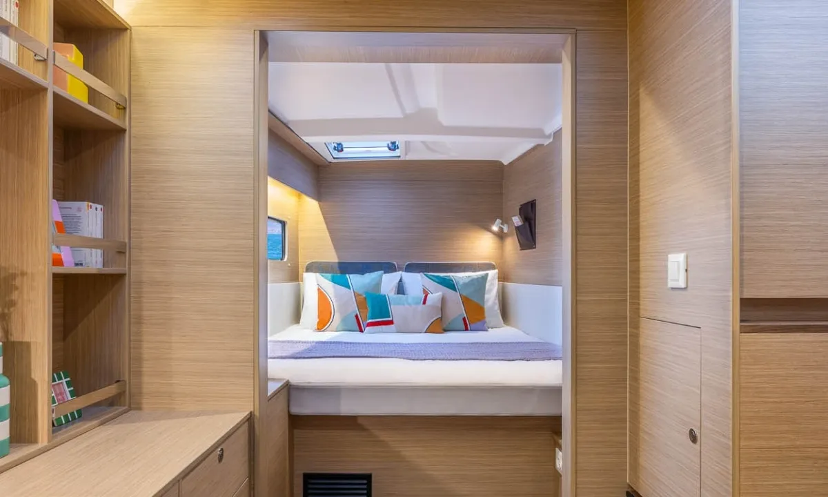 Cabin on SARON, a Lagoon 38 catamaran at Municipal Unit of Nea Peramos, Greece