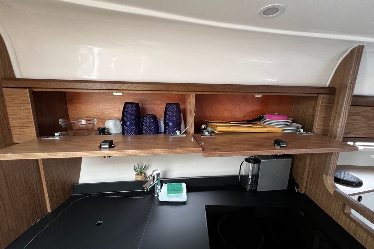 Galley of Denver, a Bavaria S29+ motorboat at Grad Biograd na Moru, Croatia