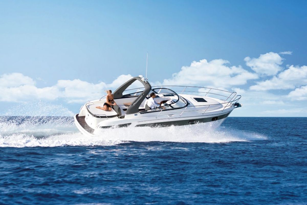 Exterior view of Denver, a Bavaria S29+ motorboat at Grad Biograd na Moru, Croatia