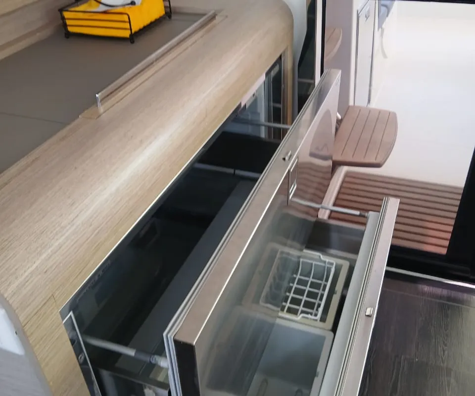 Galley of Kon-tiki, a Fountaine Pajot Elba 45 catamaran at Lavreotiki Municipal Unit, Greece
