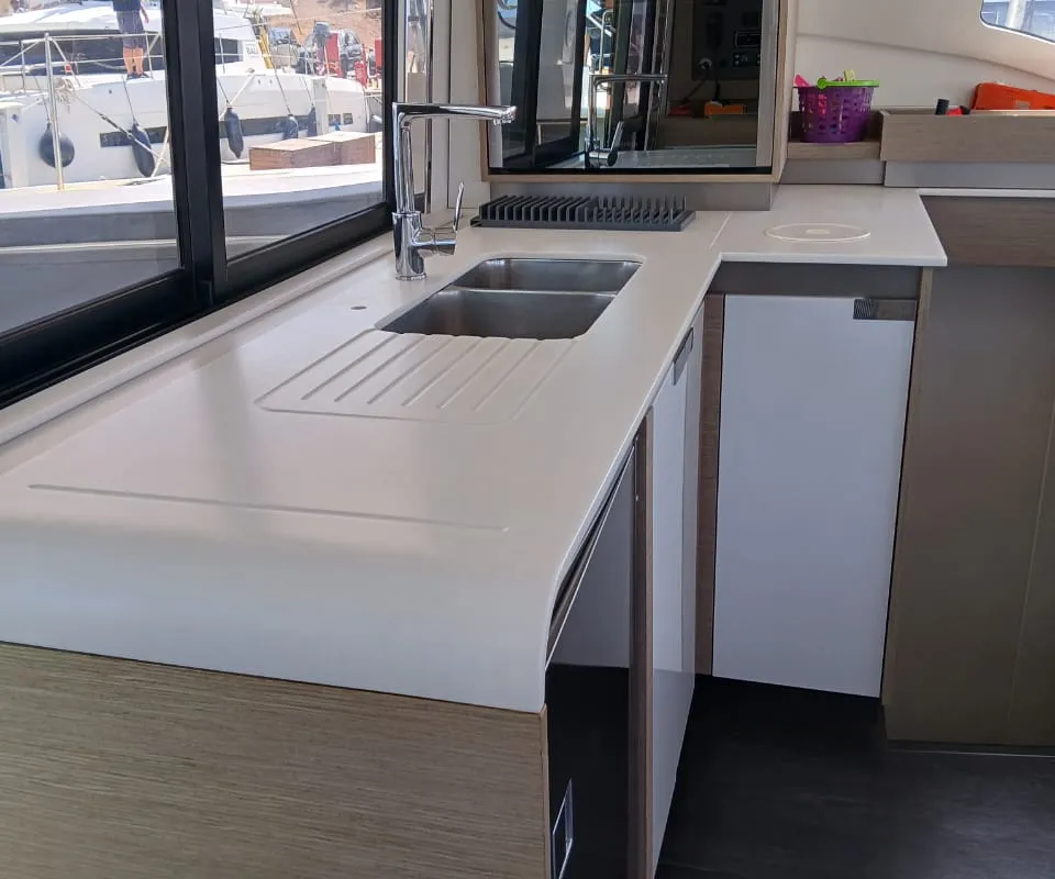Galley of Kon-tiki, a Fountaine Pajot Elba 45 catamaran at Lavreotiki Municipal Unit, Greece