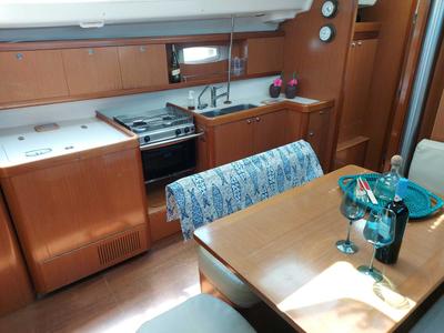 Galley of Onar, a Beneteau Oceanis 43 sailboat at Marina Delta Kallithea, Greece