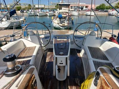 Cockpit of Onar, a Beneteau Oceanis 43 sailboat at Marina Delta Kallithea, Greece