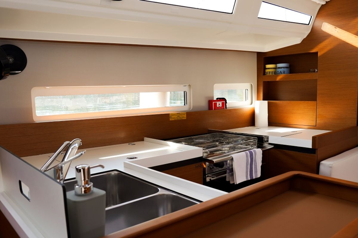 Galley of Milla, a Jeanneau Sun Odyssey 410 sailboat at Pirovac, Croatia