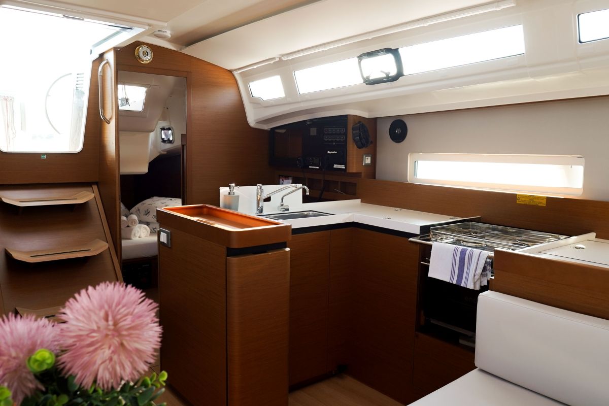 Galley of Milla, a Jeanneau Sun Odyssey 410 sailboat at Pirovac, Croatia