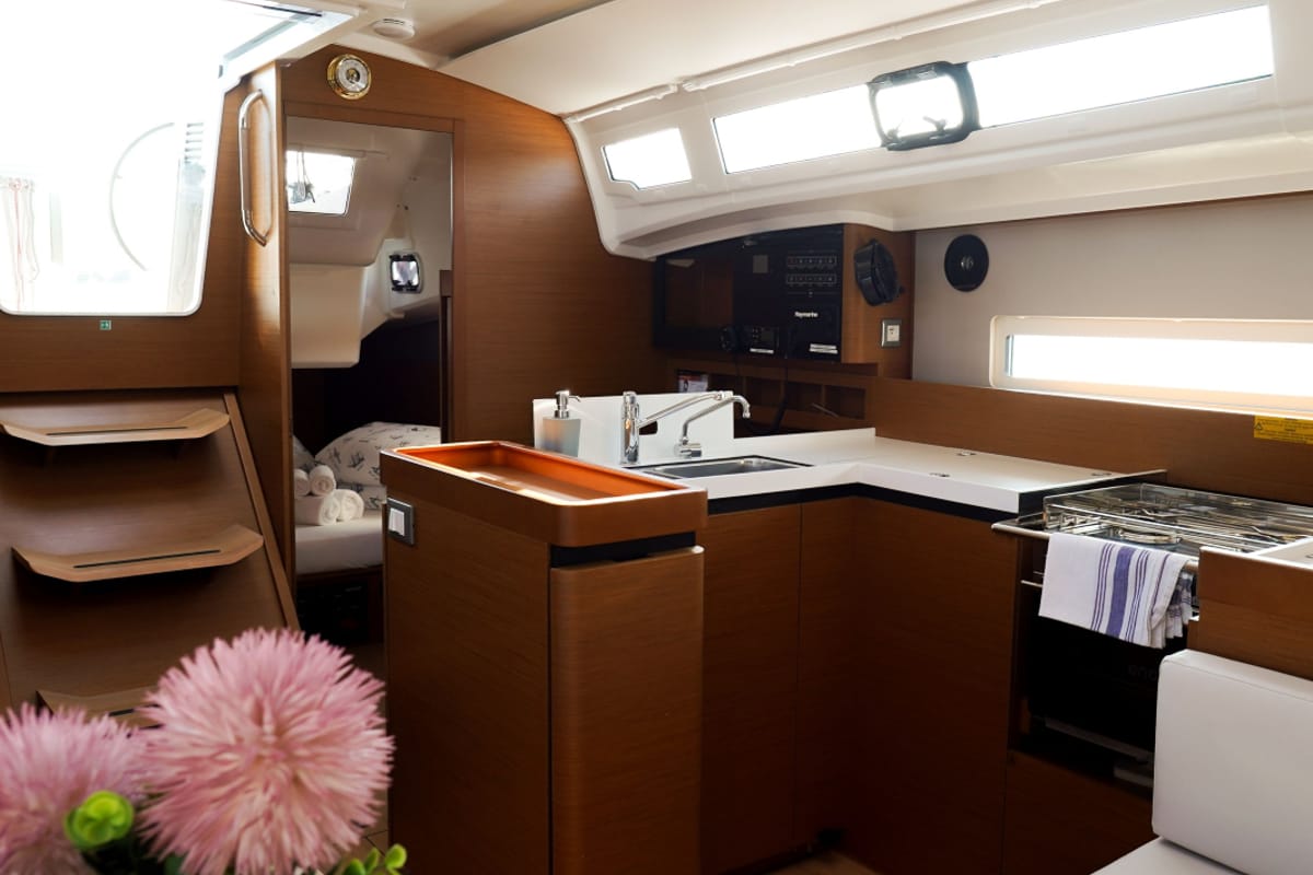 Galley of Milla, a Jeanneau Sun Odyssey 410 sailboat at Pirovac, Croatia