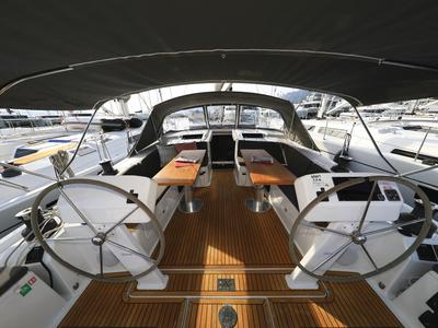 Cockpit of Licence To Chill, a Hanse Yachts Hanse 508 sailboat at Grad Kaštela, Croatia