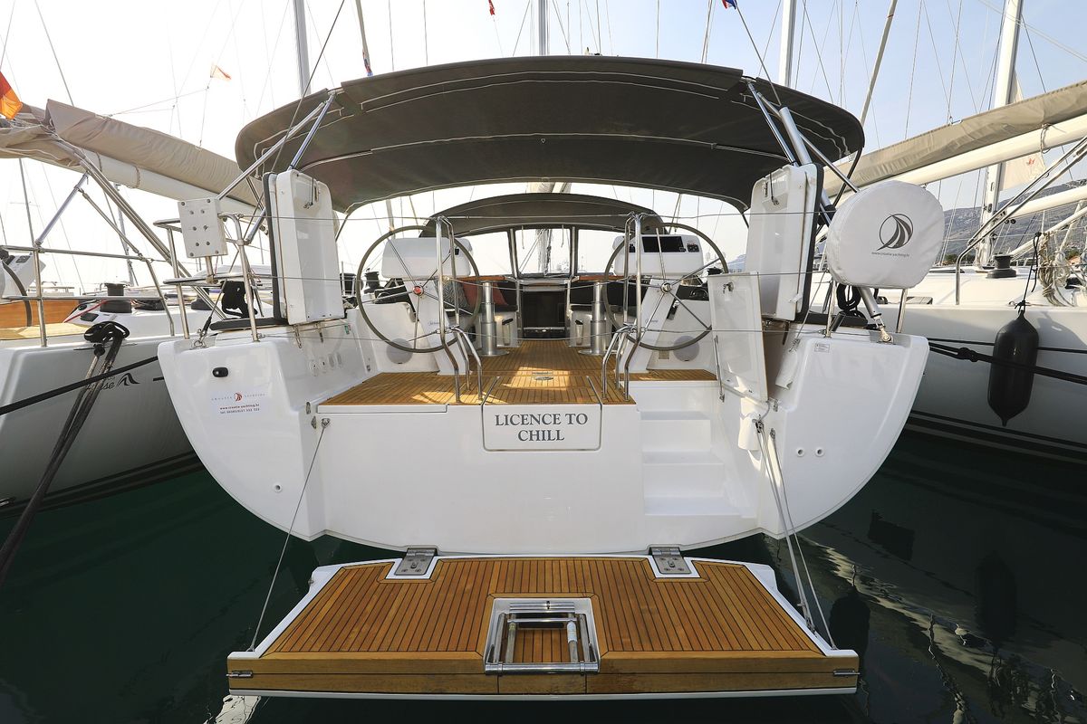 Exterior view of Licence To Chill, a Hanse Yachts Hanse 508 sailboat at Grad Kaštela, Croatia