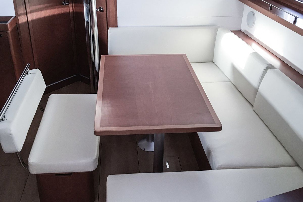 Salon of Cancan, a Beneteau Oceanis 45 sailboat at Tivat, Montenegro