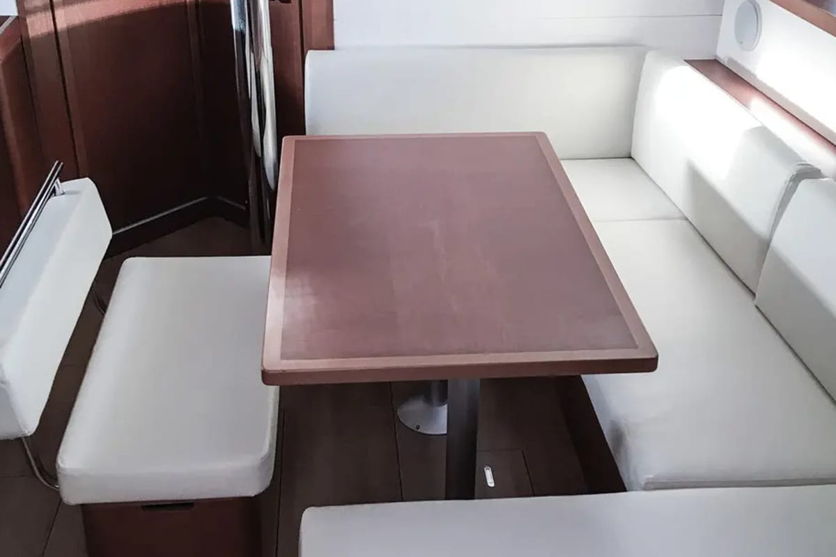 Salon of Cancan, a Beneteau Oceanis 45 sailboat at Tivat, Montenegro