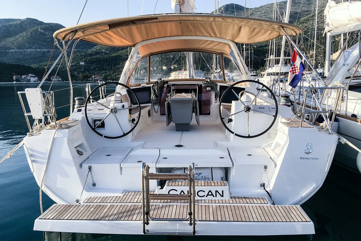 Exterior view of Cancan, a Beneteau Oceanis 45 sailboat at Tivat, Montenegro