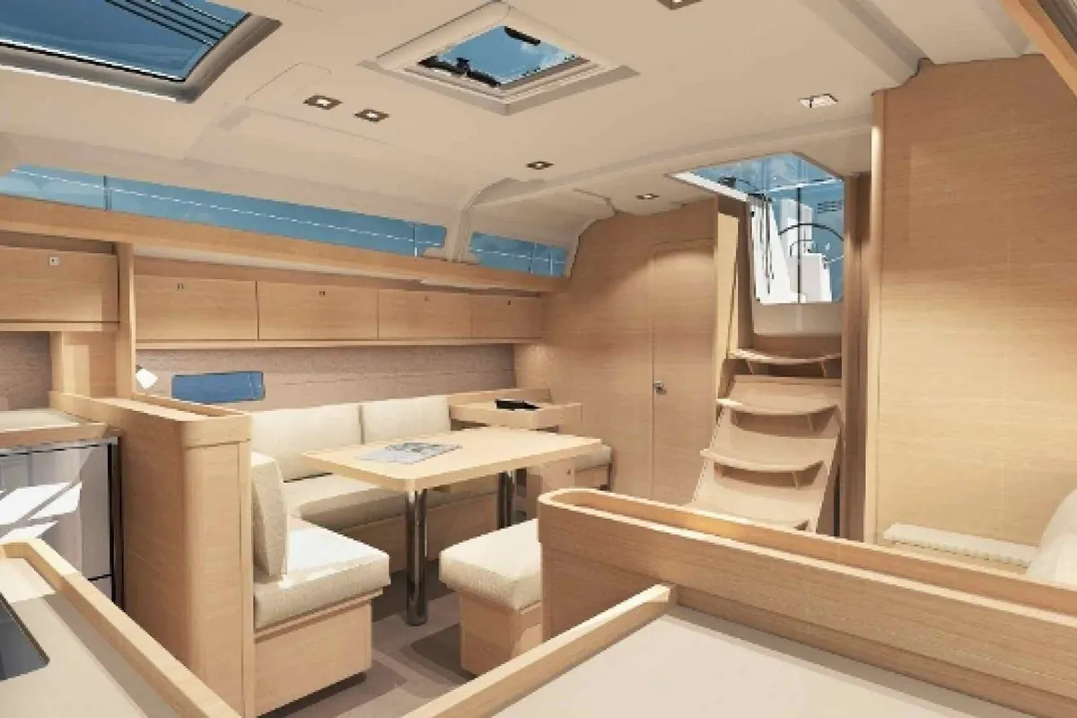 Salon of Fantasea, a Dufour 460 Grand Large sailboat at Municipal Unit of Lefkada, Greece