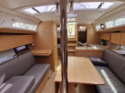 Salon of Barbossa, a Dufour 360 Grand Large sailboat at Cagliari, Italy