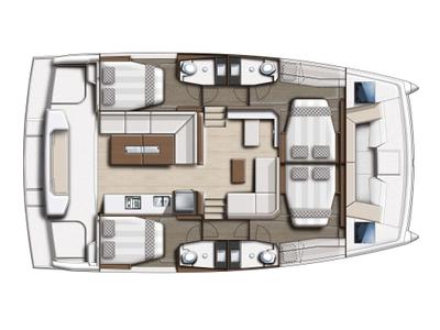 Floor plan of PIGASOS, a Bali Catspace catamaran at Preveza, Greece