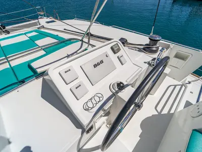Cockpit of Orlando, a Lagoon 450 F catamaran at Grad Kaštela, Croatia