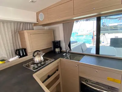 Galley of Hanselli, a Lagoon 42 catamaran at Grad Trogir, Croatia