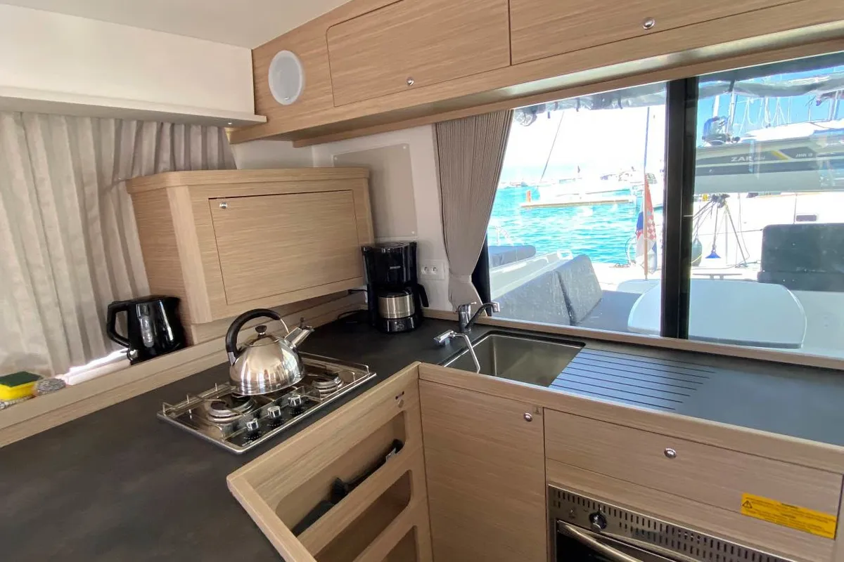 Galley of Hanselli, a Lagoon 42 catamaran at Grad Trogir, Croatia