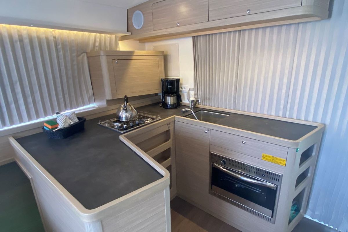 Galley of Hanselli, a Lagoon 42 catamaran at Grad Trogir, Croatia