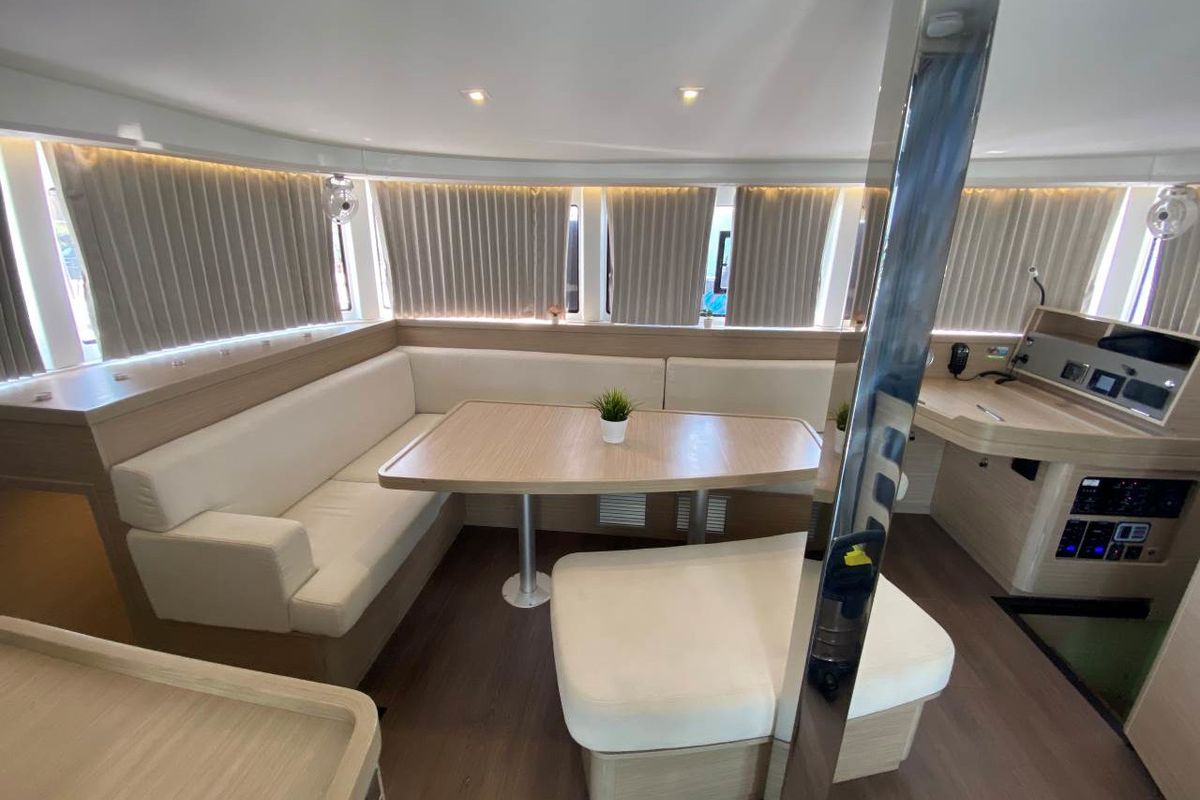Salon of Hanselli, a Lagoon 42 catamaran at Grad Trogir, Croatia