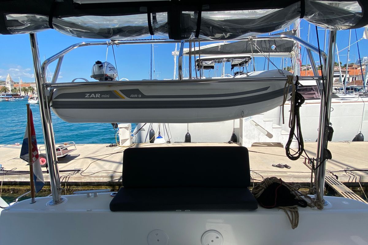 Deck of Hanselli, a Lagoon 42 catamaran at Grad Trogir, Croatia