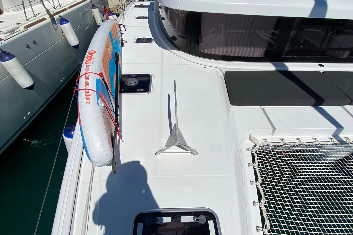 Deck of Hanselli, a Lagoon 42 catamaran at Grad Trogir, Croatia
