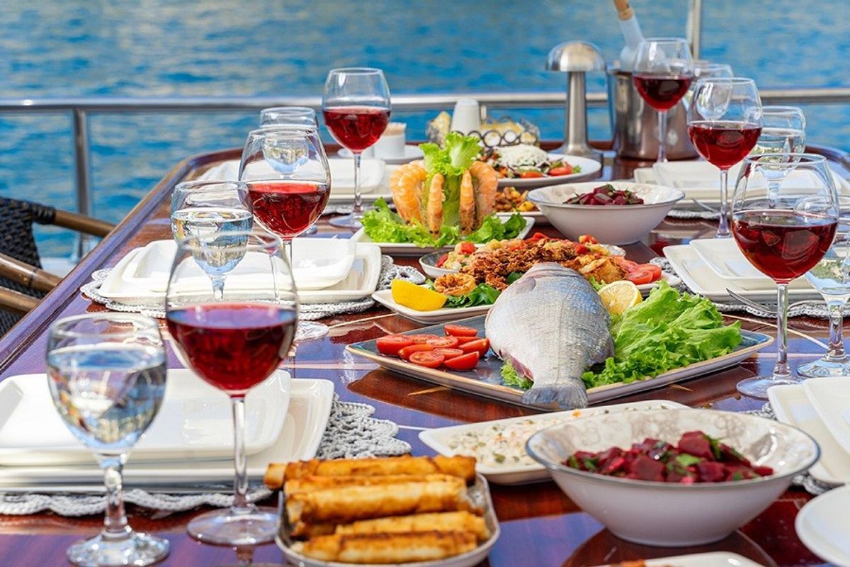 Deck of Sarayli I, a Gulet Gulet gulet at Marmaris, Turkey