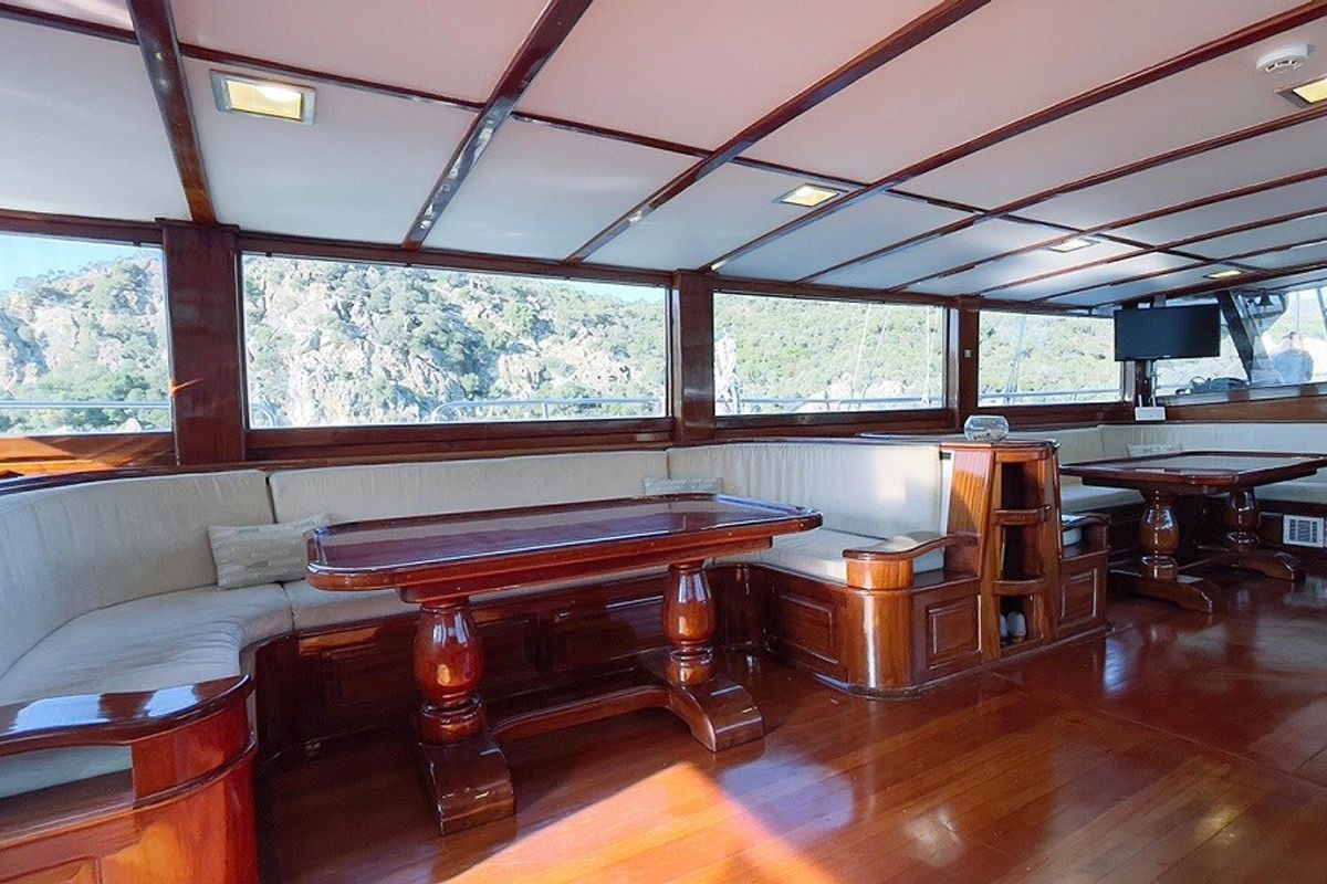 Salon of Sarayli I, a Gulet Gulet gulet at Marmaris, Turkey