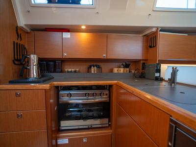 Galley of Mina 52, a Bavaria C45 Style sailboat at Marmaris, Turkey