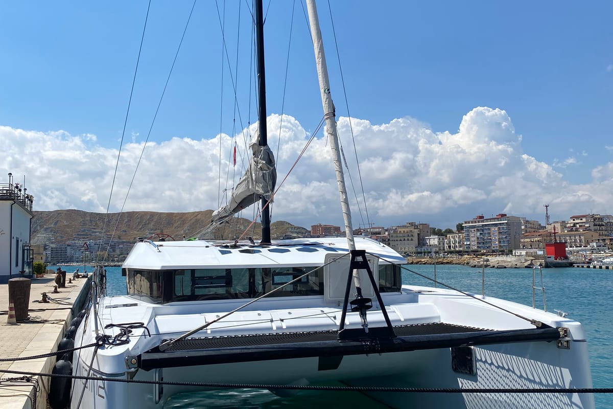 Exterior view of Veronchie, a Gulet Delta F40-XT catamaran at Zadar, Croatia