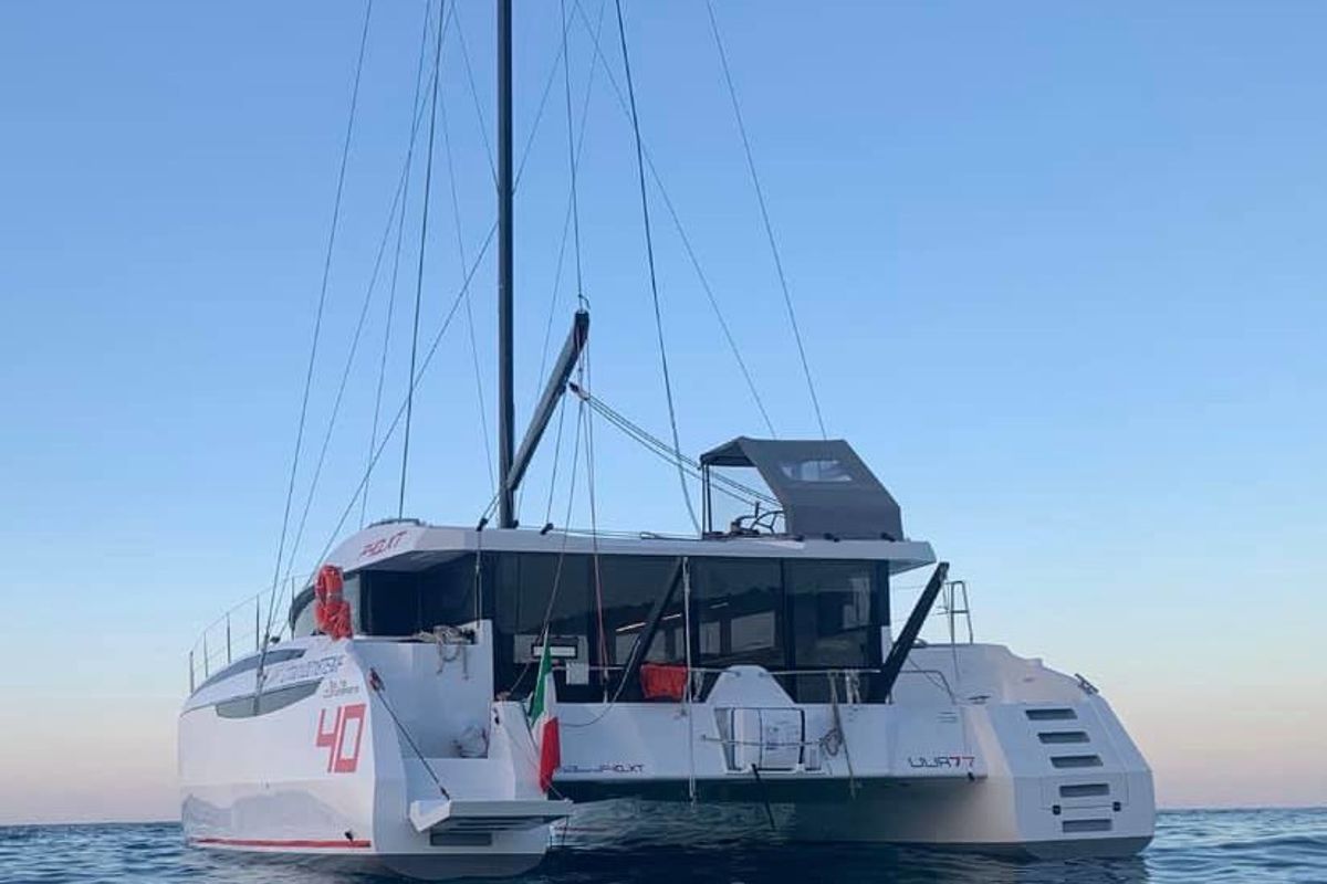 Exterior view of Veronchie, a Gulet Delta F40-XT catamaran at Zadar, Croatia