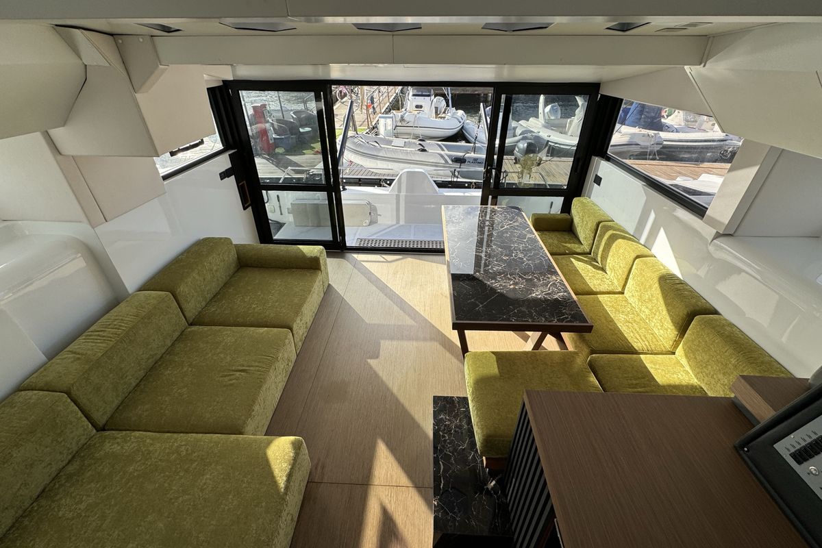 Salon of Veronchie, a Gulet Delta F40-XT catamaran at Zadar, Croatia