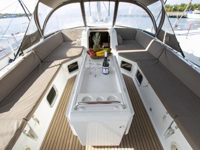 Deck of Amazing Elli, a Jeanneau 54 sailboat at Volos Municipality, Greece